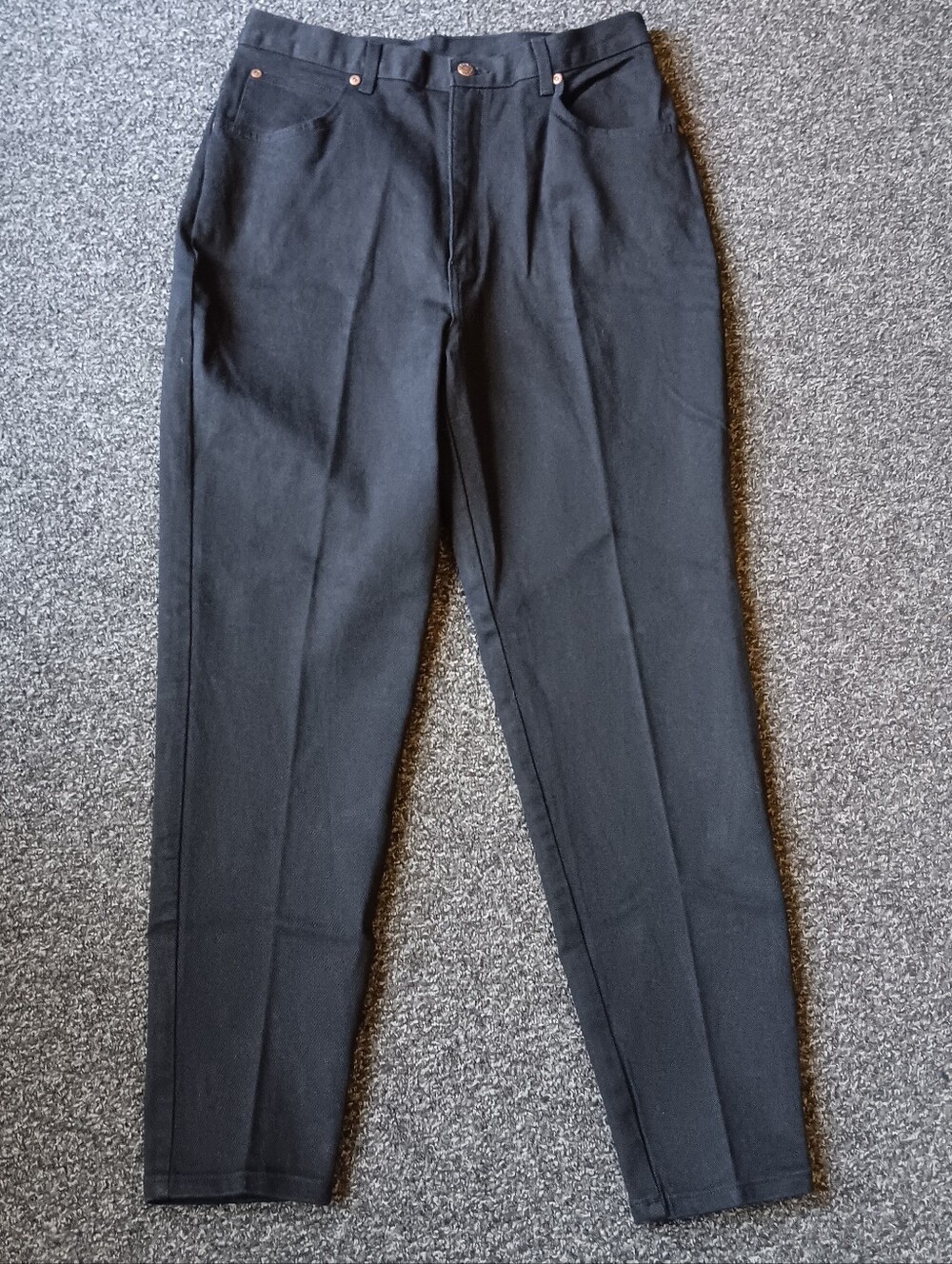 Forenza USA 80s 90s Vintage Black Academia Denim Tapered High Waist Jeans 16